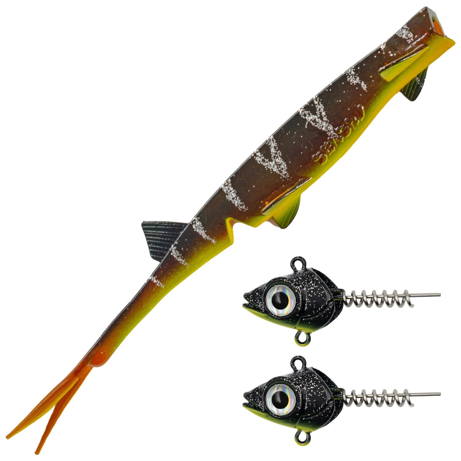 Senshu Pelaga Shad & Head Set – Profi Vertikalköder für Zander & Hecht – Pelagisch Angeln (16cm/24cm)