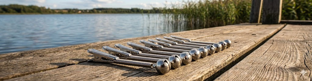 Mikado Angelglocken Set – 10 Stück – Einfache Bissanzeiger mit Krokodil-Clip